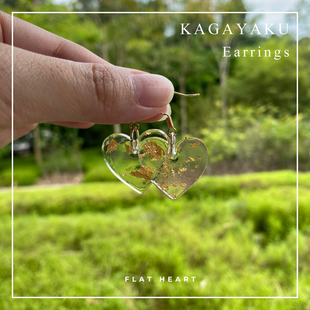 [Kagayaku Collection] Flat Heart Earrings